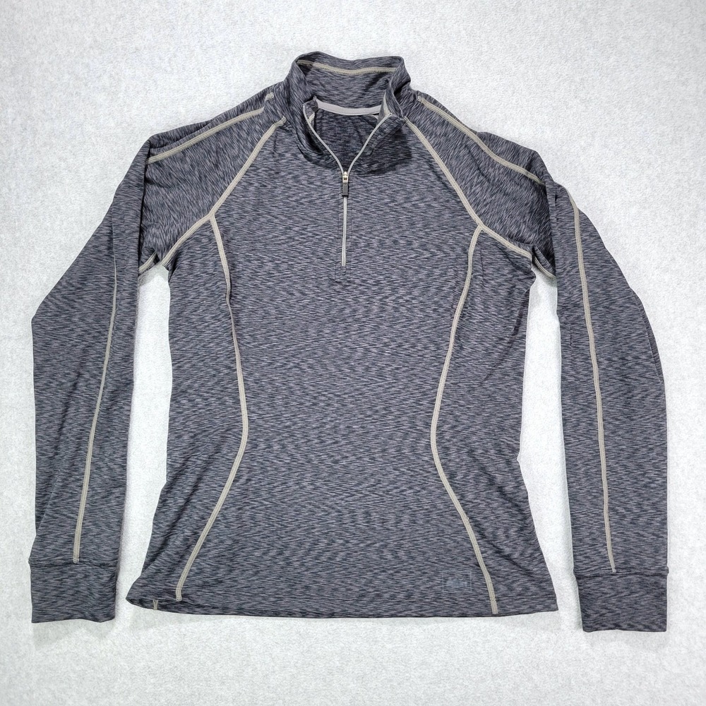 REI Quarter Zip Pullover Women M Gray Space Dye Lightweight Thumbhole Active Top